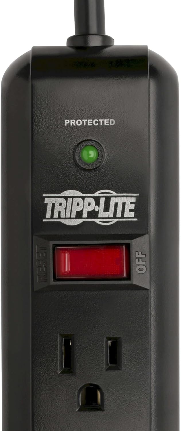 Tripp Lite 7 Outlet Surge Protector Power Strip, Extra Long 12ft Cord, Black, & Dollar 25,000 Insurance (TLP712B)