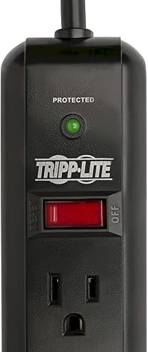 Miniatura 5 de Tripp Lite Regleta de protección contra sobretensiones de 7 tomas, cable extralargo de 12 pies, negro y seguro de 25,000 dólares (TLP712B)