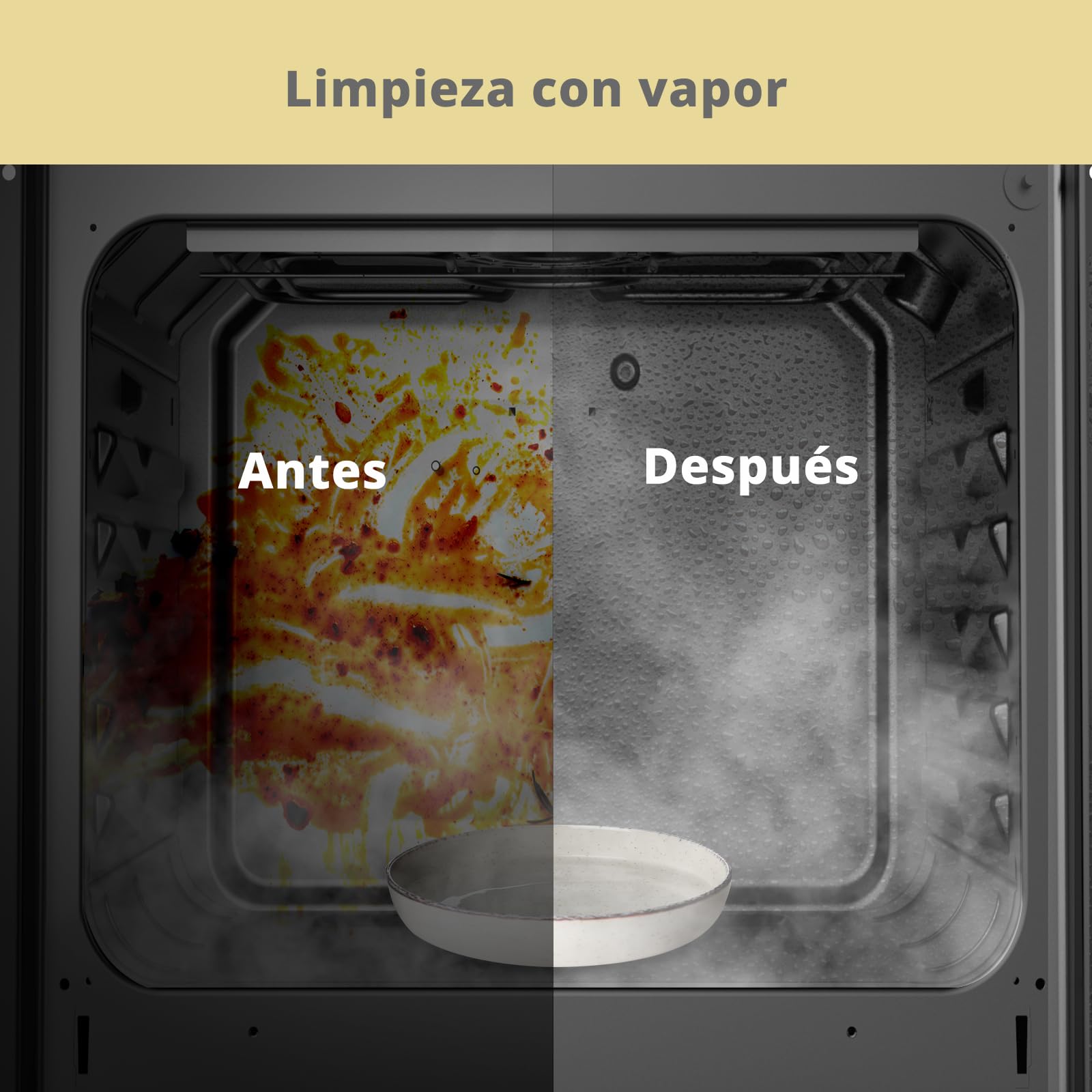 COMFEE' CBO60M80M1-BK Horno empotrable de 60 cm y 60 litros con 8 funciones, freidora de aire, cocción multifase, puerta extraíble, fácil limpieza, limpieza con vapor, color negro