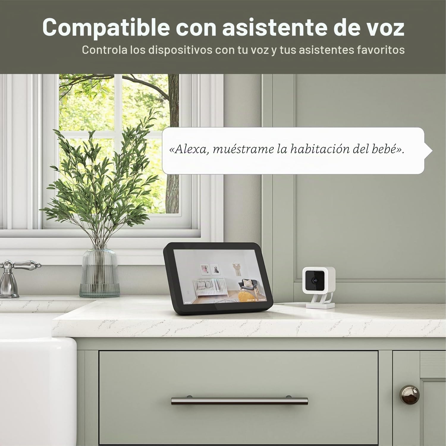 Cam V3 Cámara de seguridad inteligente para el hogar, uso en interiores y exteriores, enchufe de 1080p, visión nocturna de color, detección de movimiento, audio bidireccional, compatible con Alexa,