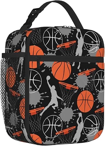 Miniatura 2 de Lonchera de baloncesto con aislamiento térmico para niños y niñas, reutilizable y fresca lonchera Bento para niños, mujeres y hombres, lonchera
