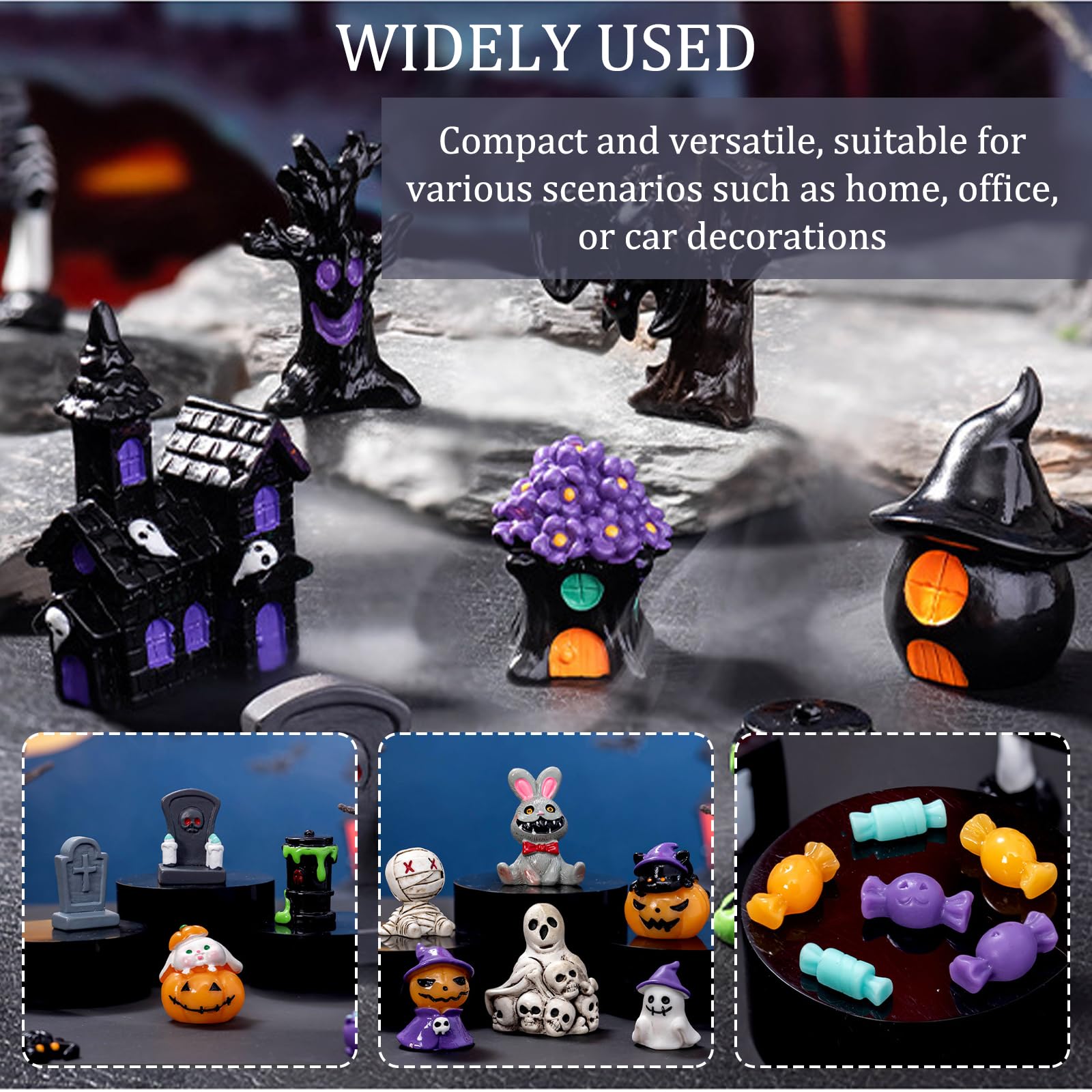 Ylapagne Halloween Miniatur-Figuren Set – 6 Winzige Harz-Dekorationen Für Terrarium, Feengarten & Deko