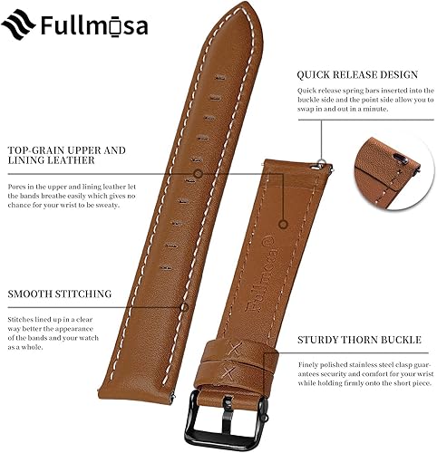 Miniatura 5 de Fullmosa Correas de reloj de cuero de 0.866 in compatibles con Samsung Galaxy Watch de 1.81 pulgadas, Galaxy Watch 3 de 1.77 pulgadas, Gear S3