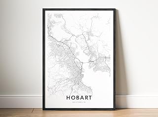 momima Hobart Map Print Hobart Australia Map Poster Hobart Map Black And White Hobart Tasmania Map Wall Art Sketch