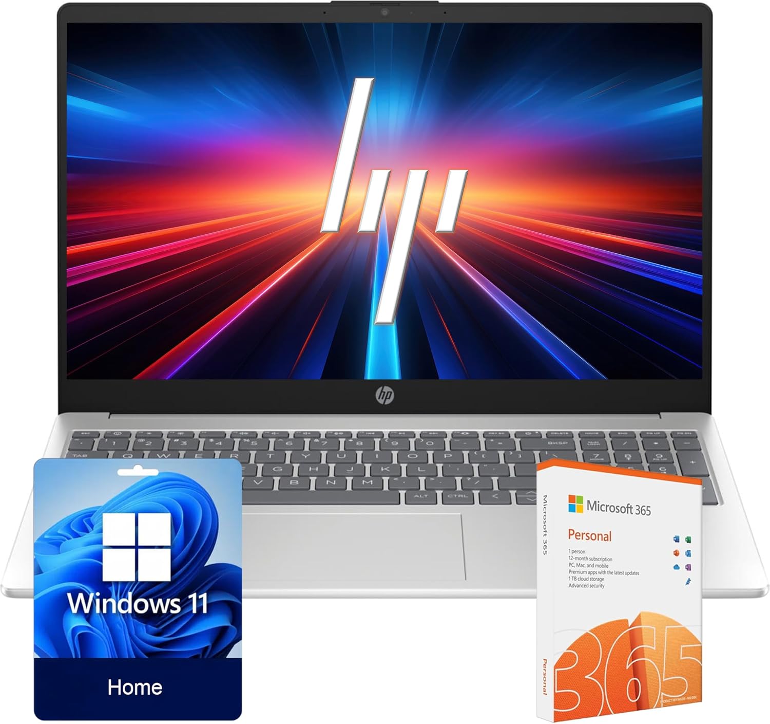 HP 15.6 inch Laptop with Free Microsoft 365| 32GB RAM, 128GB SSD with 128GB External Drive| Intel Quad-Core Processor| HDMI| USB-C| Intel UHD Graphics| LED Backlight| Windows 11 H