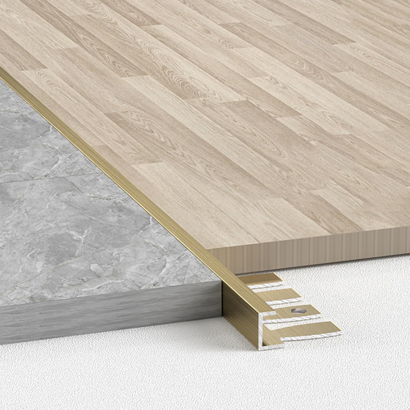 Striscia Di Transizione (2 * 120cm) - Profilo Per Fessure In Vinile Per Pavimenti In Acciaio Inossidabile, Tappezzeria Per Pavimento, Per Collegare Spazi Vuoti(Matte gold,1.3-1.5cm)