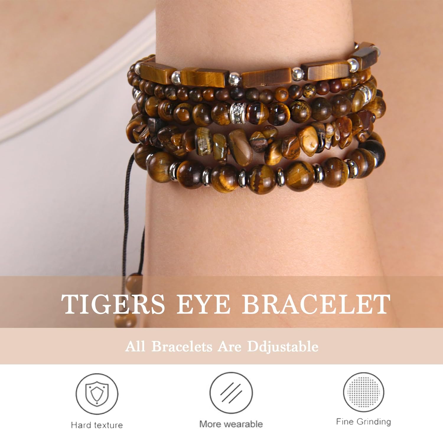 5Pcs Healing Crystal Bracelet for Women Men, Handmade Adjustable Gemstone Bracelets Beaded Reiki Energ Bracelet Set Jewelry Gifts for Women Men - Image 2