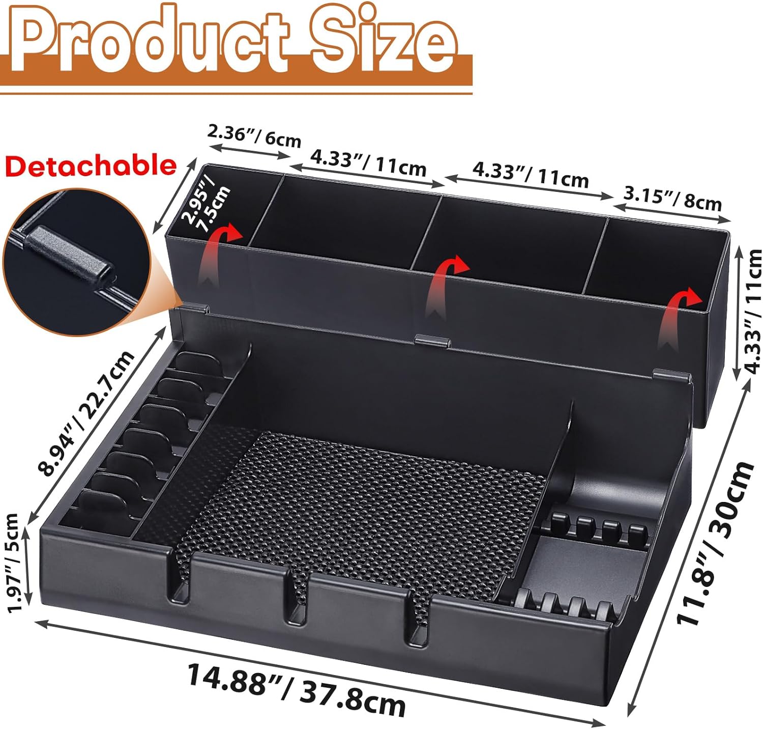 Large Barber Station Organizer for Corded Clippers & Guards, Barber Clipper Tray Anti-slip Hair Trimmer Holder, Multifunctional Detachable Hairdressing Tool Holder, Salon Haircut Supplies Storage Case