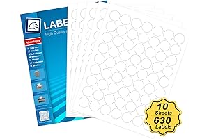 HB-C063 1" Circle Printable Label Stickers (10 Sheets)