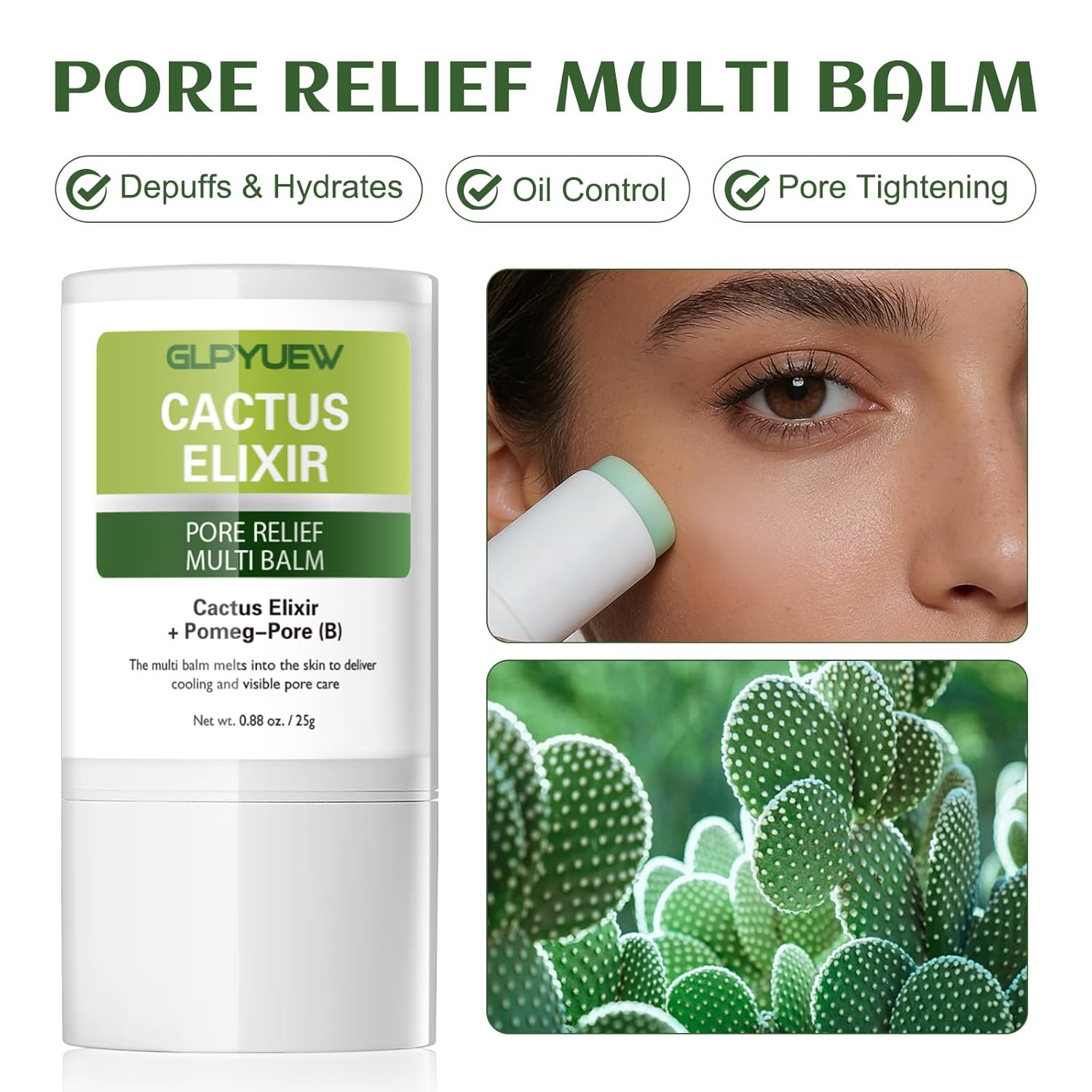 Pore Relief Multi Balm Stick Set,Helps Reduce the Look of Puffy Skin & Enlarged Pores,Instant Cooling & De-Puffing,All-in-One Face & Eye Care,Daily Care Skin Set (Pack of 2)