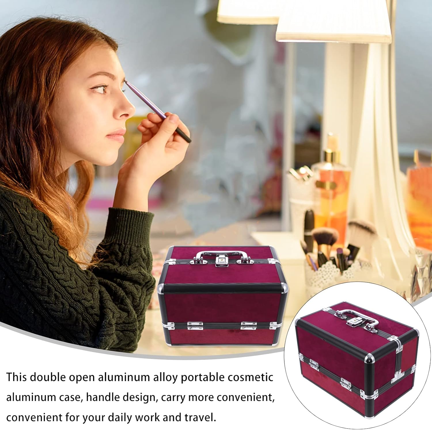 1Pc Multi Purpose Makeup Case Cosmetic Storage Box Portable Organizer for Travel Business Large Capacity Design for Skincare Cosmetics for Makeup