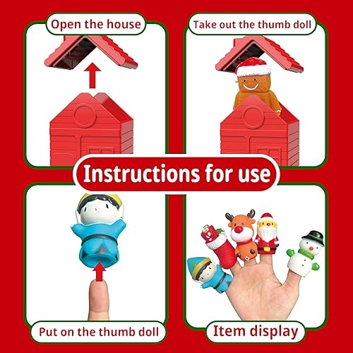 Miniatura 8 de Juguetes de Navidad para niños, regalos de Navidad 2023, juguetes para niños y niñas, 10 marionetas de dedo de Navidad y 10 graneros, juguetes de