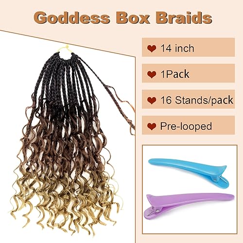 Vista 231 de Goddess Box Braids Crochet Hair With Curly Ends 18 Inch Bohomian Box Braids Crochet Braids 8 Packs 3X Crochet Braids Synthetic Braiding Hair 1B-4-30