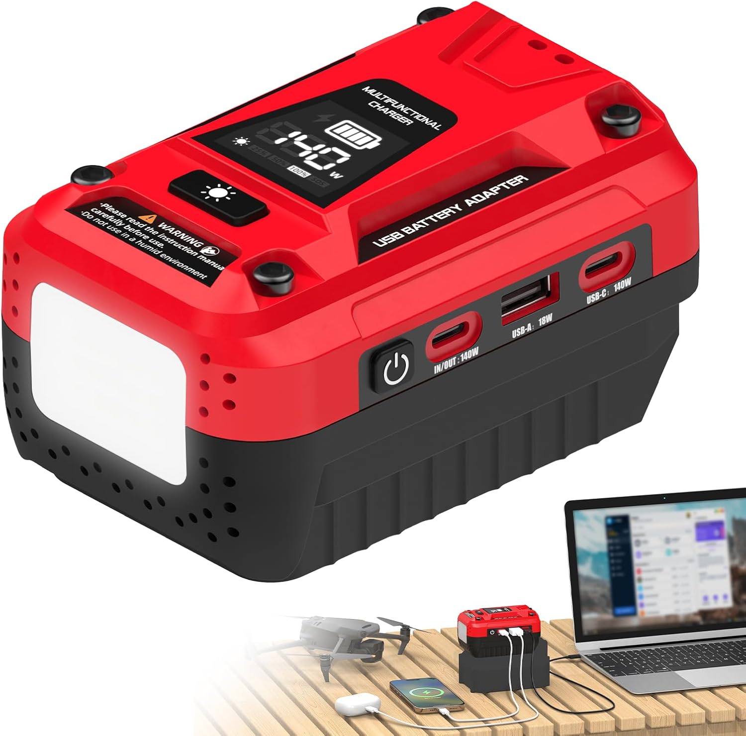 140W USB Battery Charger Adapter Compatible with Craftsman 20V Battery