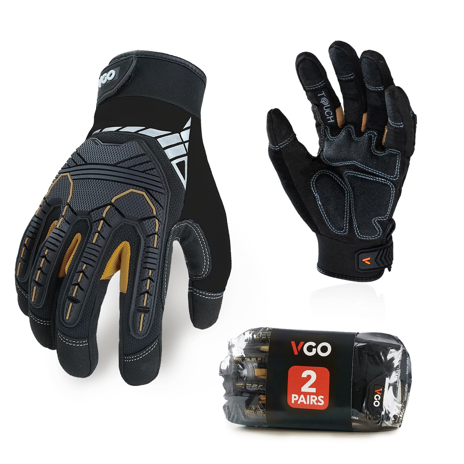 Vgo... Waterproof Thermal Gloves Touchscreen, Winter Work Gloves Men Cold Weather for Heavy Duty Freezer Moto Warehouse Driver Anti impact&vibration Safety Gloves, 1 pair — view 14