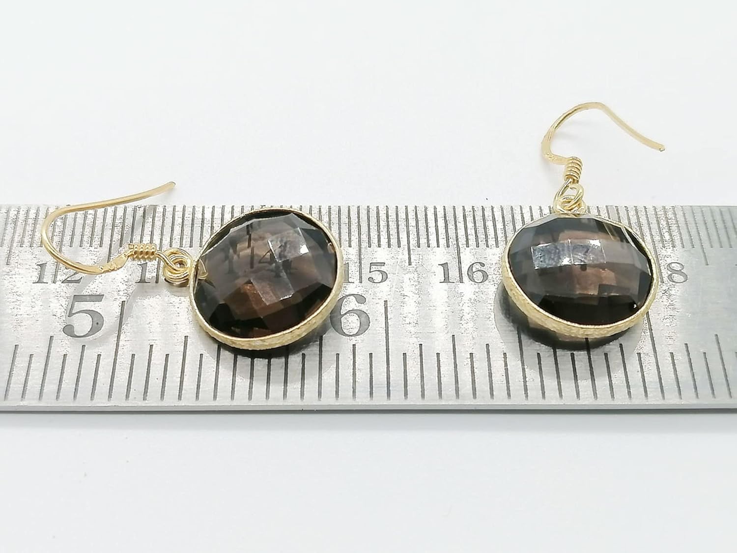 Smoky Quartz Gem Earring Drop dangle 925 Silver big size dangle stud