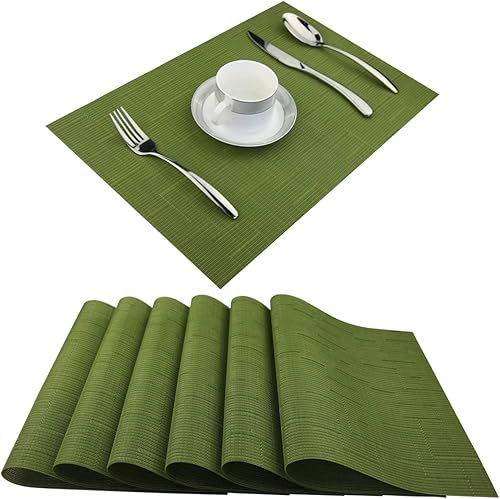 Miniatura 30 de Manteles individuales de plástico, juego de 6 manteles individuales lavables antideslizantes para mesa de comedor, manteles individuales de mesa