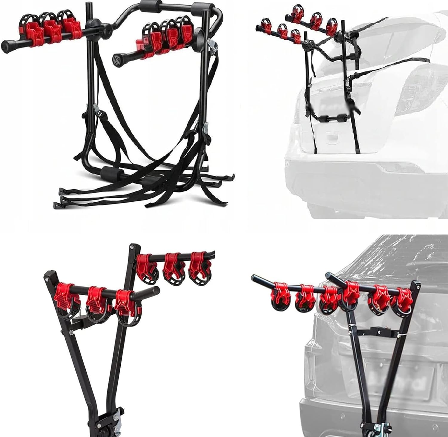 8Pcs Bike Rack Straps Replacement Parts Bicycle Hitch Strap Bike Rack Cradle Replacement Bike Tie Down Straps Replacement Rubber Straps Car Racks Accessories 1-1/4"&2" Truck Hitch Red