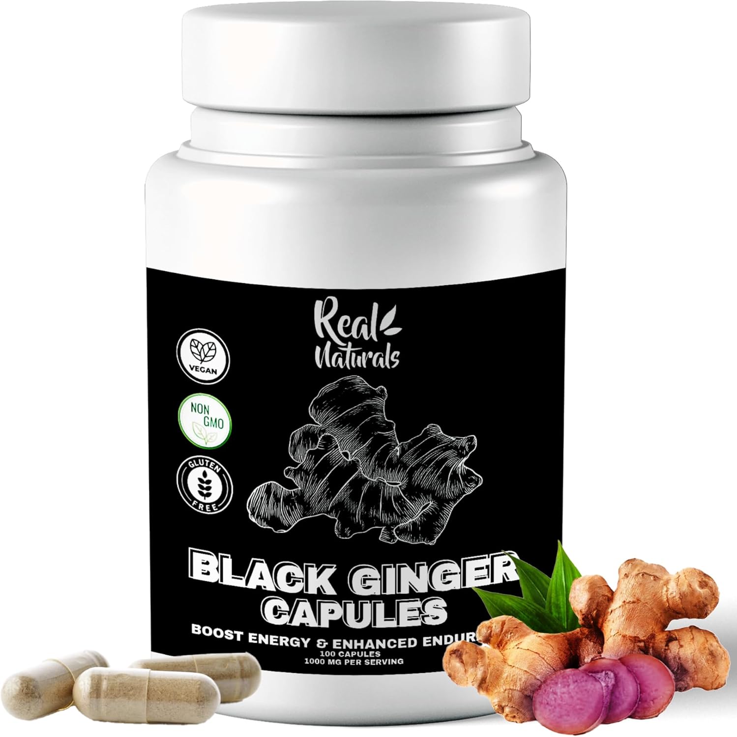 Real Naturals Black Ginger Capsule 100 Capsules (500 mg