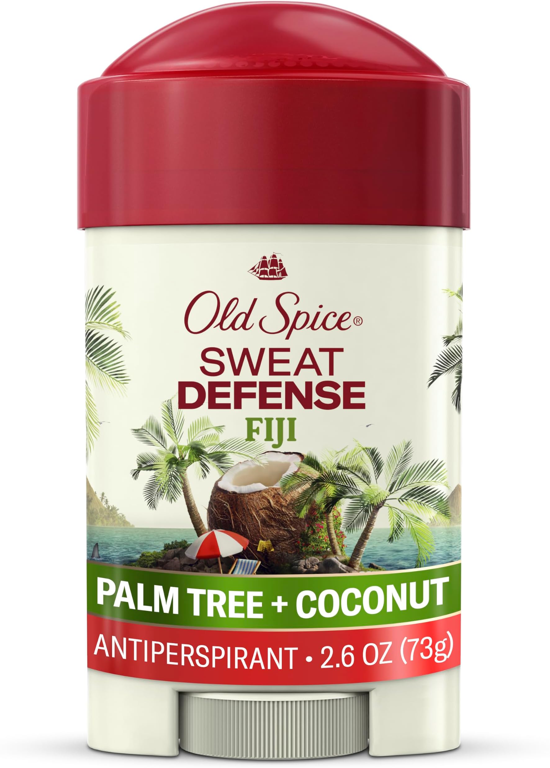 Sweat Defense Antiperspirant & Deodorant for Men, 24/7 Ultimate Sweat Protection, Long Lasting Scent, Soft Solid, Fiji with Palm Tree + Coconut Scent, 2.6 oz