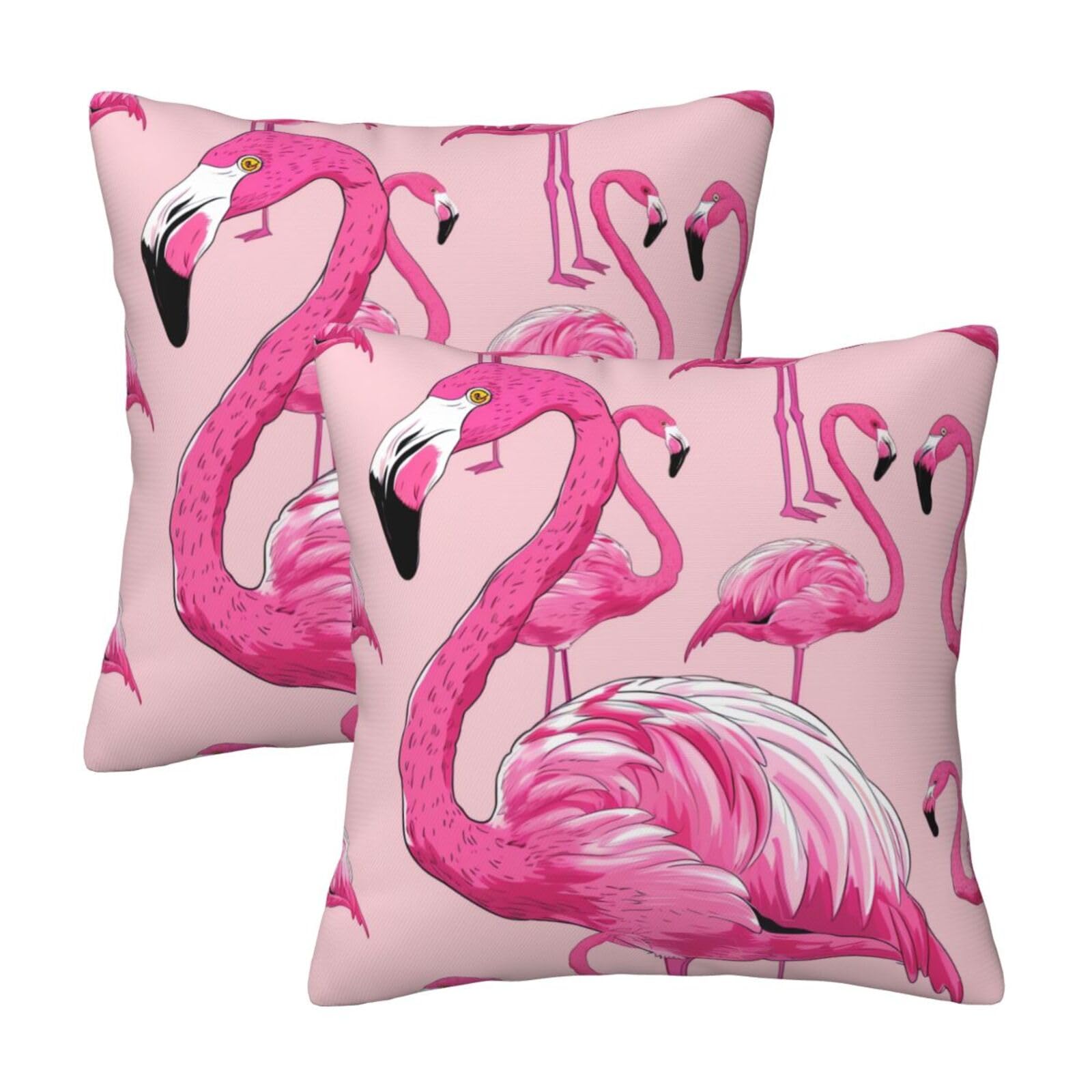kkvhhyuo flamingo Print Pillow Covers Set of 2, Square Decorative Cushion Covers with Hidden Zipper, Throw Pillow Cases for Living Room Sofa Bed Chair, 50x50 cm