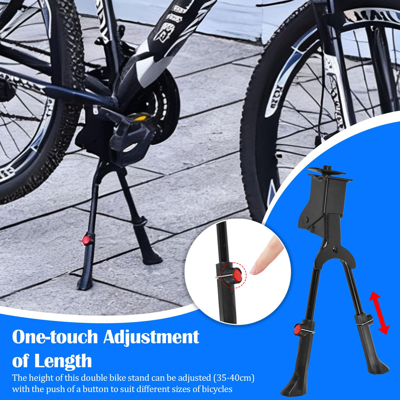 Cavalletto Doppio per Bicicletta, Cavalletto Bici Regolabile in Altezza 24-28 Pollici Supporto Centrale per Bicicletta in Alluminio con Piedini Antiscivolo per Mountain Bike, MTB, Bici da Città