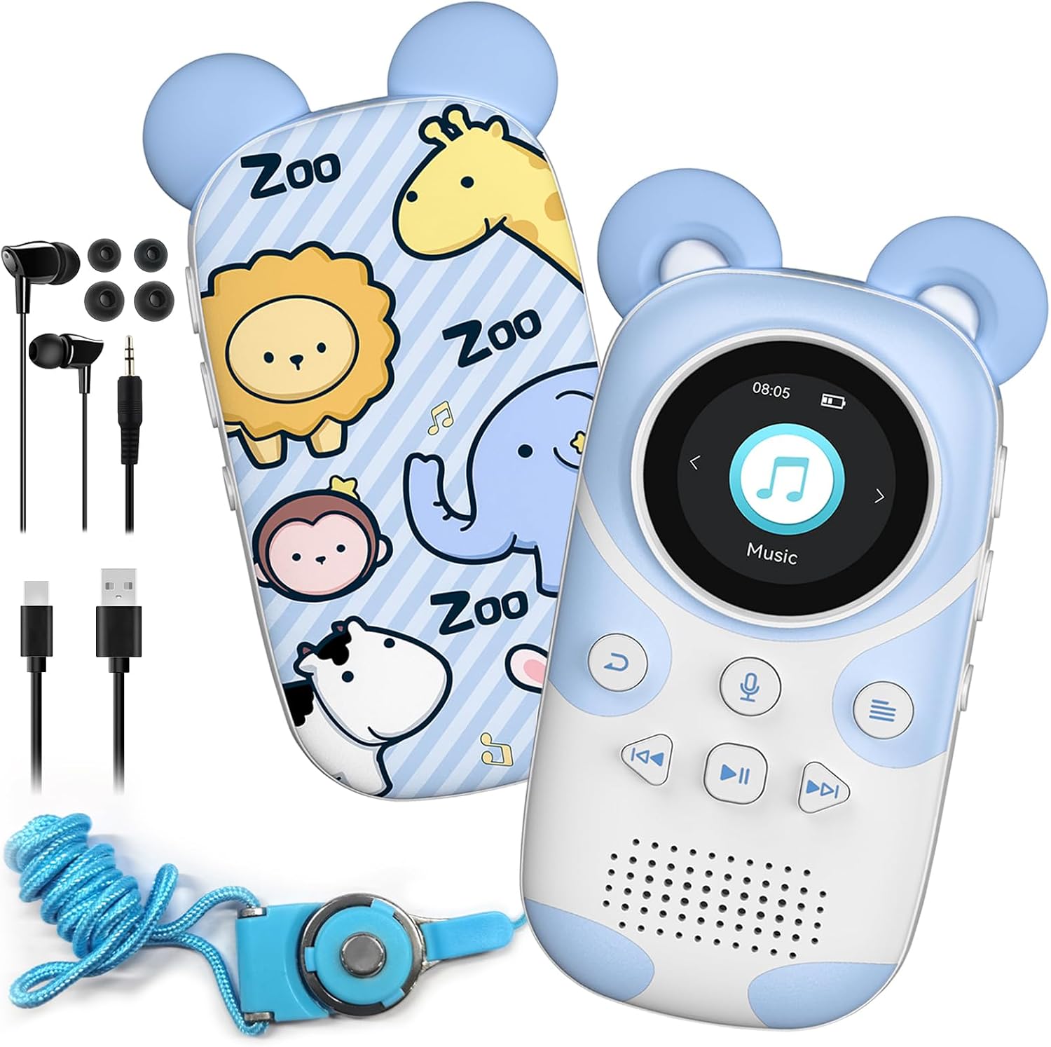 RUIZU 32GB Cute Panda MP3 Player for Kids, Bluetooth 5.3, Built-in Speaker