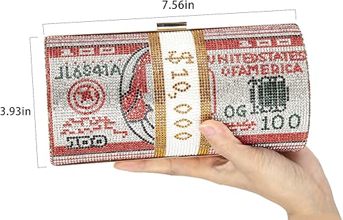 Miniatura 3 de Bolso de mano con diamantes de imitación para mujer, bolsos de noche de cristal, monedero con diamantes brillantes para bodas y fiestas, Rojo1