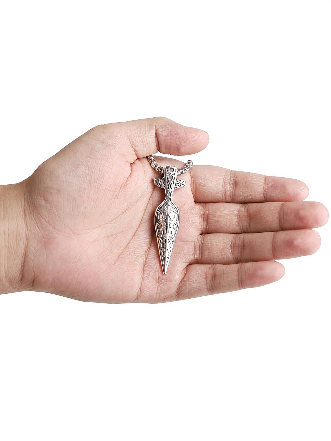 HAQUIL Viking Necklace, Stainless Steel Odin Gungnir Pendant, Box Chain, Viking Jewelry Men - Image 3