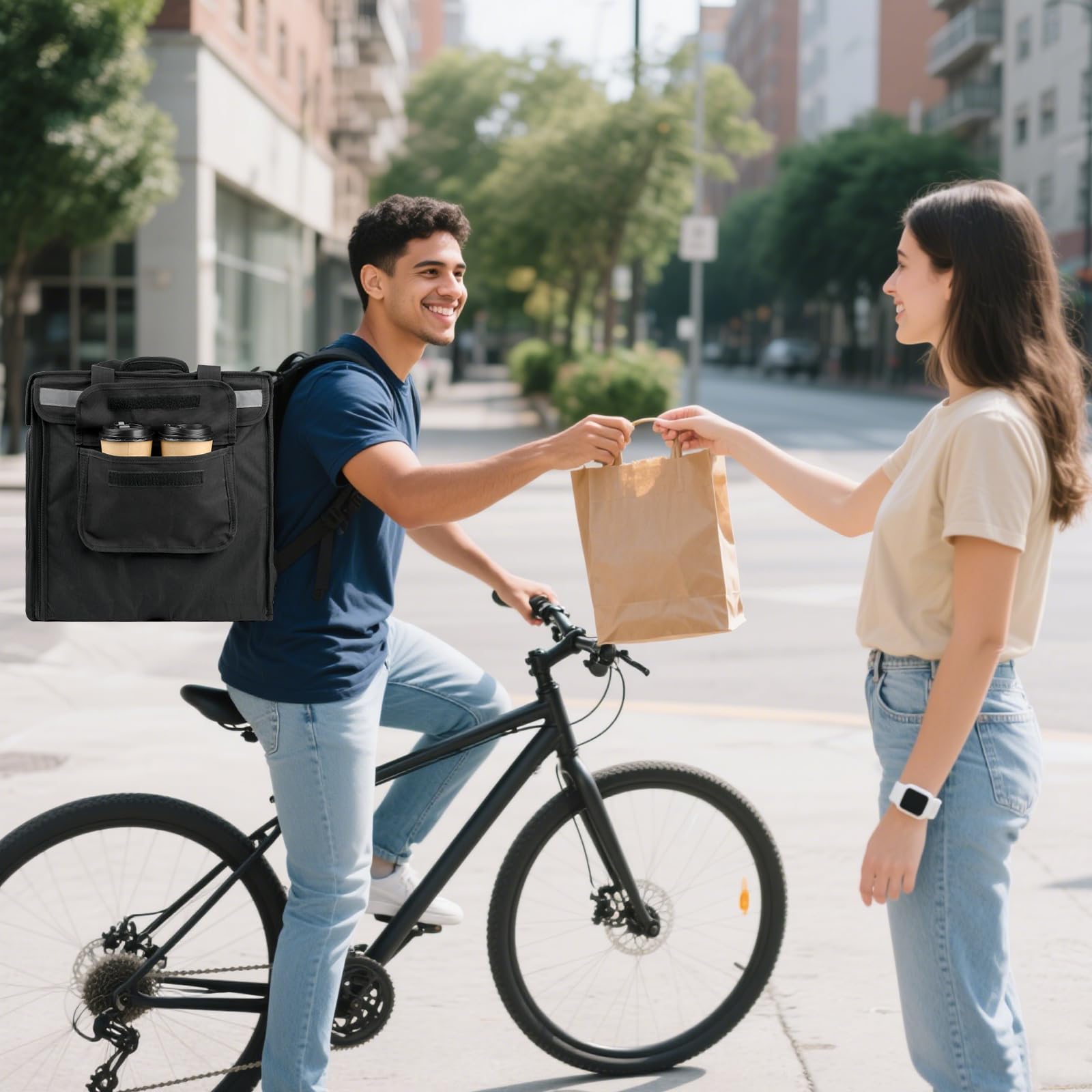 Bolsa de entrega de alimentos calientes aislada, bolsas grandes de alta calidad de 53 x 30 x 28 cm para comida fría y caliente, pizza, restaurante, bolsa de entrega de Uber Eats, picnic