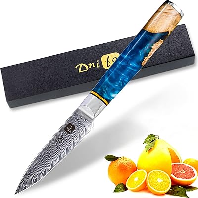 Dnifo Classic Paring Knife 3.5 Inch, Damascus Steel Japanese Knife - Sharp fruit knife for Peeling, Cutting, and Slicing -...
