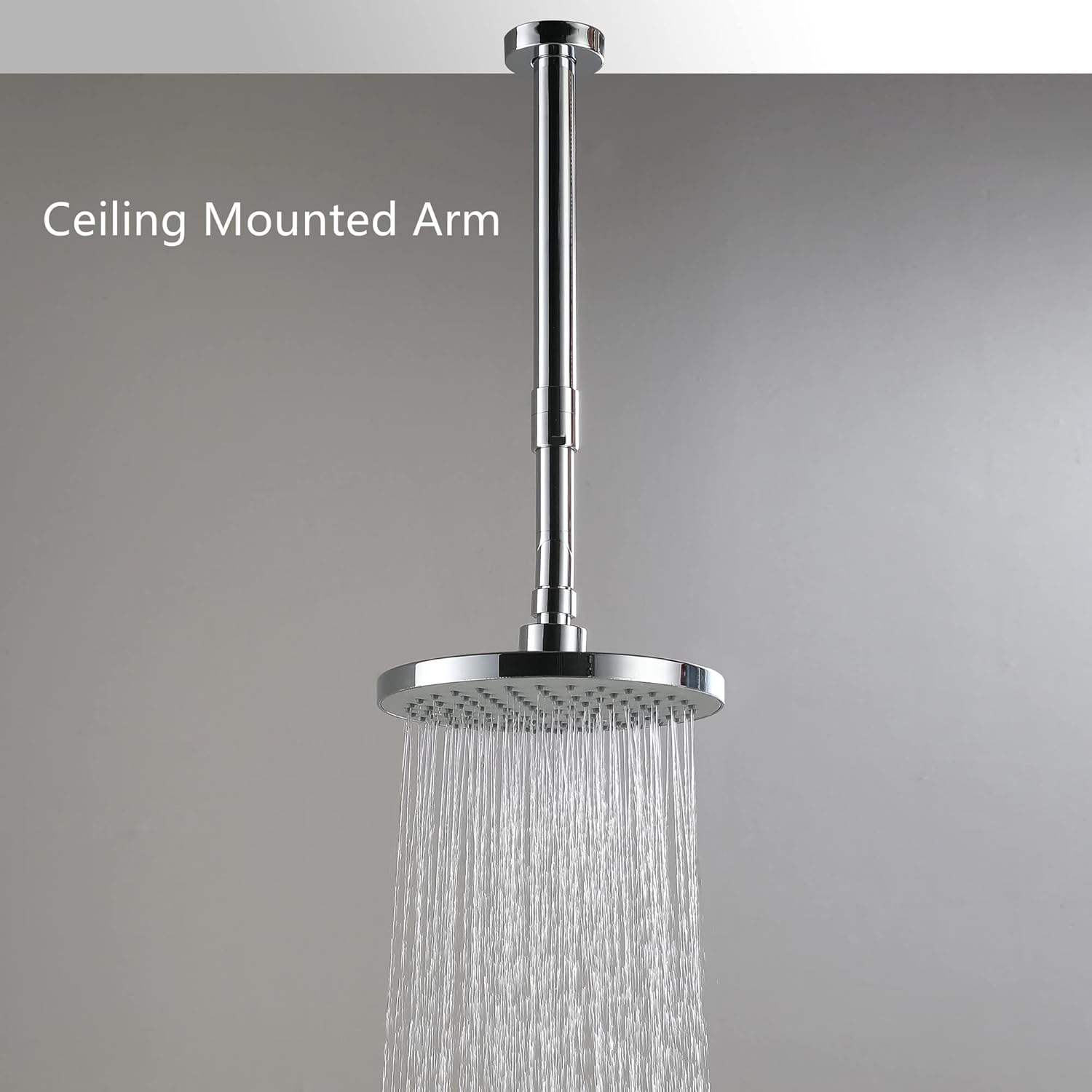 Bropury adjustable L-Shaped 11.5-18Inch Shower Head Extension Arma and conversion 11-19 Inch Ceiling Mounted Shower Arm with Flange (Chrome)