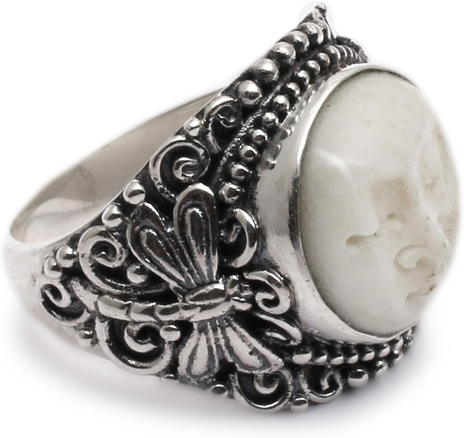 NOVICA No Stone .925 Sterling Silver Bone Men's Ring 'The Dragonfly Moon'