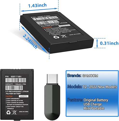 Miniatura 3 de SAMCOM Batería de repuesto GMRS Radios bidireccionales, compatible con Walkie Talkies T2 de mano 1100mAh GMRS para adultos de largo alcance, 1