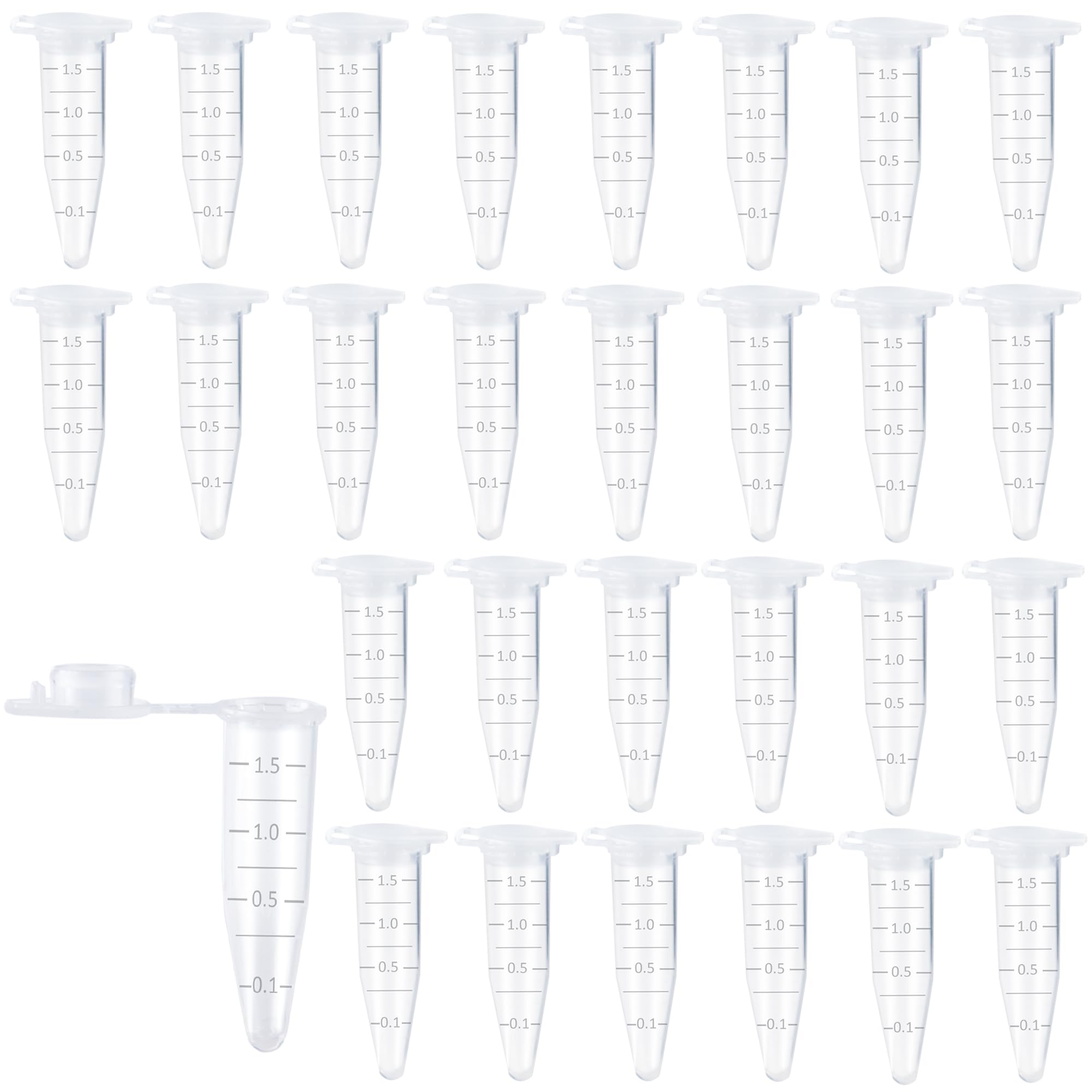 300 Pcs Tubes de Micro,1,5 ml Centrifugeuse Gradués en Polypropylène avec Bouchon à Clipser Micro,Tubes de Centrifugeuse Coniques Transparents