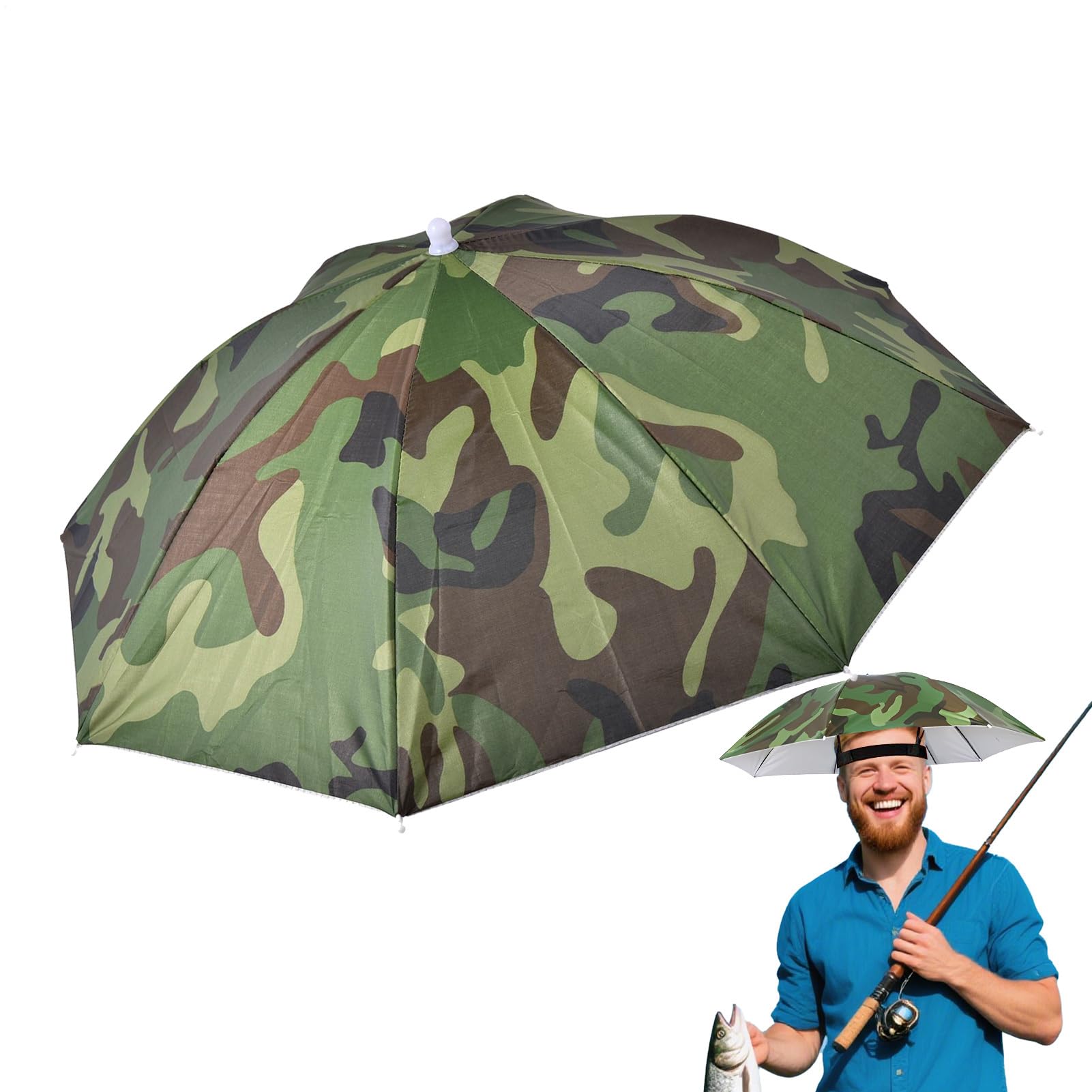 Head Umbrella - Fishing Umbrella Hat,Adjustable Foldable Headwear with Elastic Band for Golf, Gardening, Camping, Outdoor, Fishing, Hiking, Beach