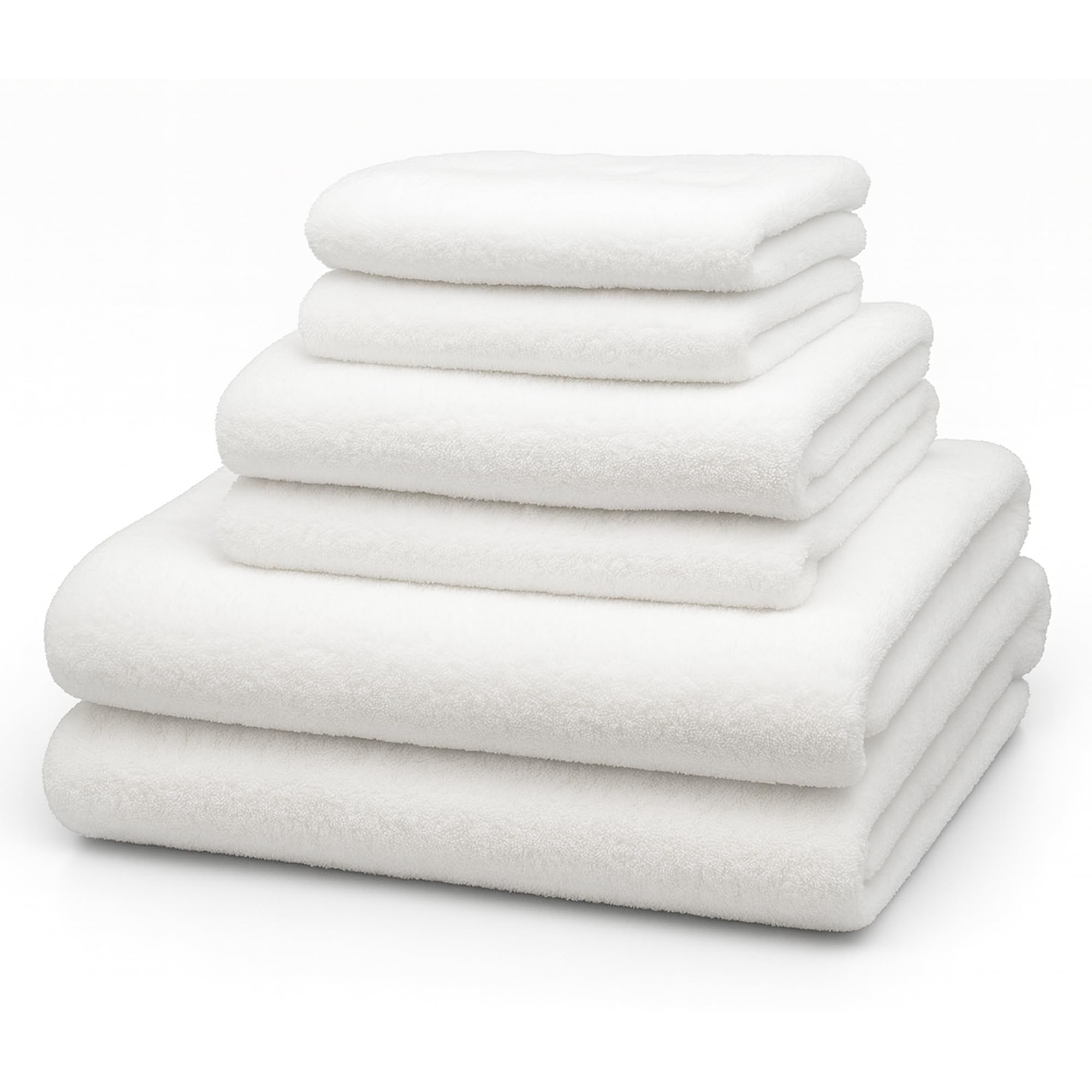 Toallas de ducha blancas OVENTE de microfibra absorbente en pack de 6 unidades