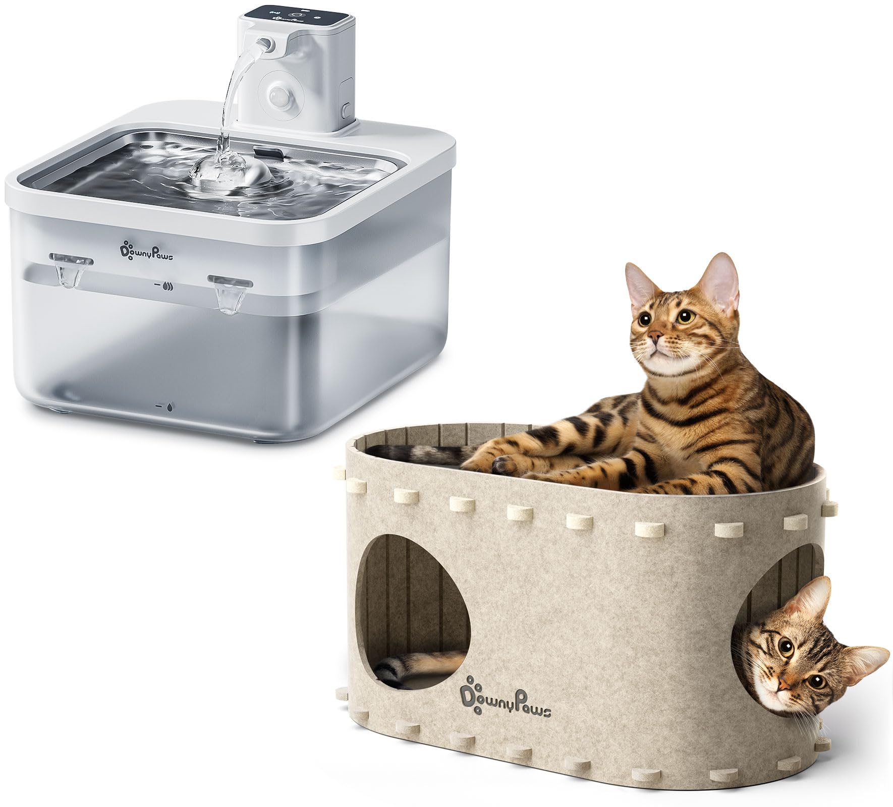 Fuente para Gatos Sin Cable Recargable y Cama Gatos Cueva