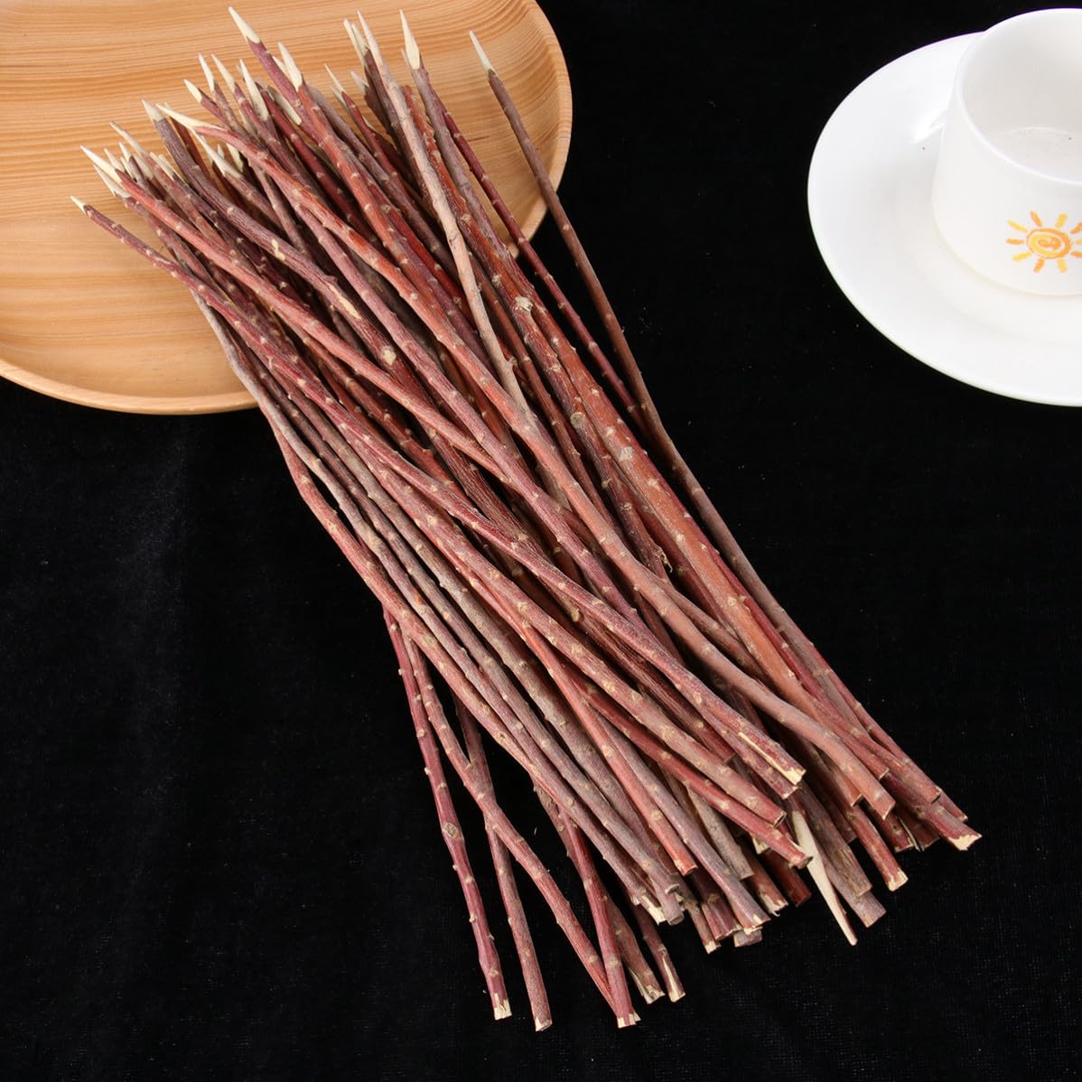 CRAFTHROU 100 Pezzi Forchette per Barbecue in Legno Rosso Pratiche e Comode da Impugnare per Barbecue All'aperto e Piccoli Negozi