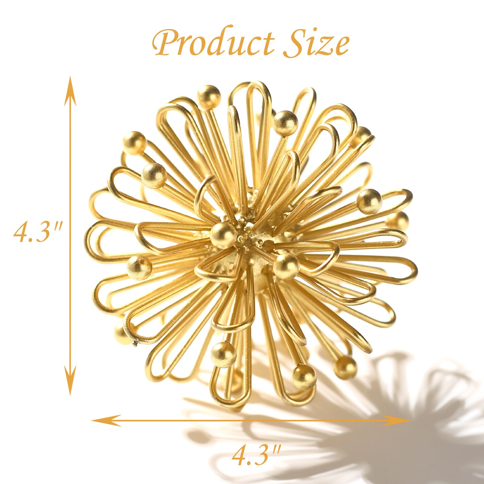 Metal Decorative Sphere for Home Decor - Distressed Gold, Hand Painted, Modern Decorative Balls for Living Room, Bedroom, Kitchen, Bathroom, Office - Table Decorative Orbs for Centerpiece