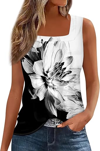 Spring Summer Plus Size Dressy Tank Tops for Women 2025 Womens Workout Floral Boho Beach Sleeveless Shirts Blouses