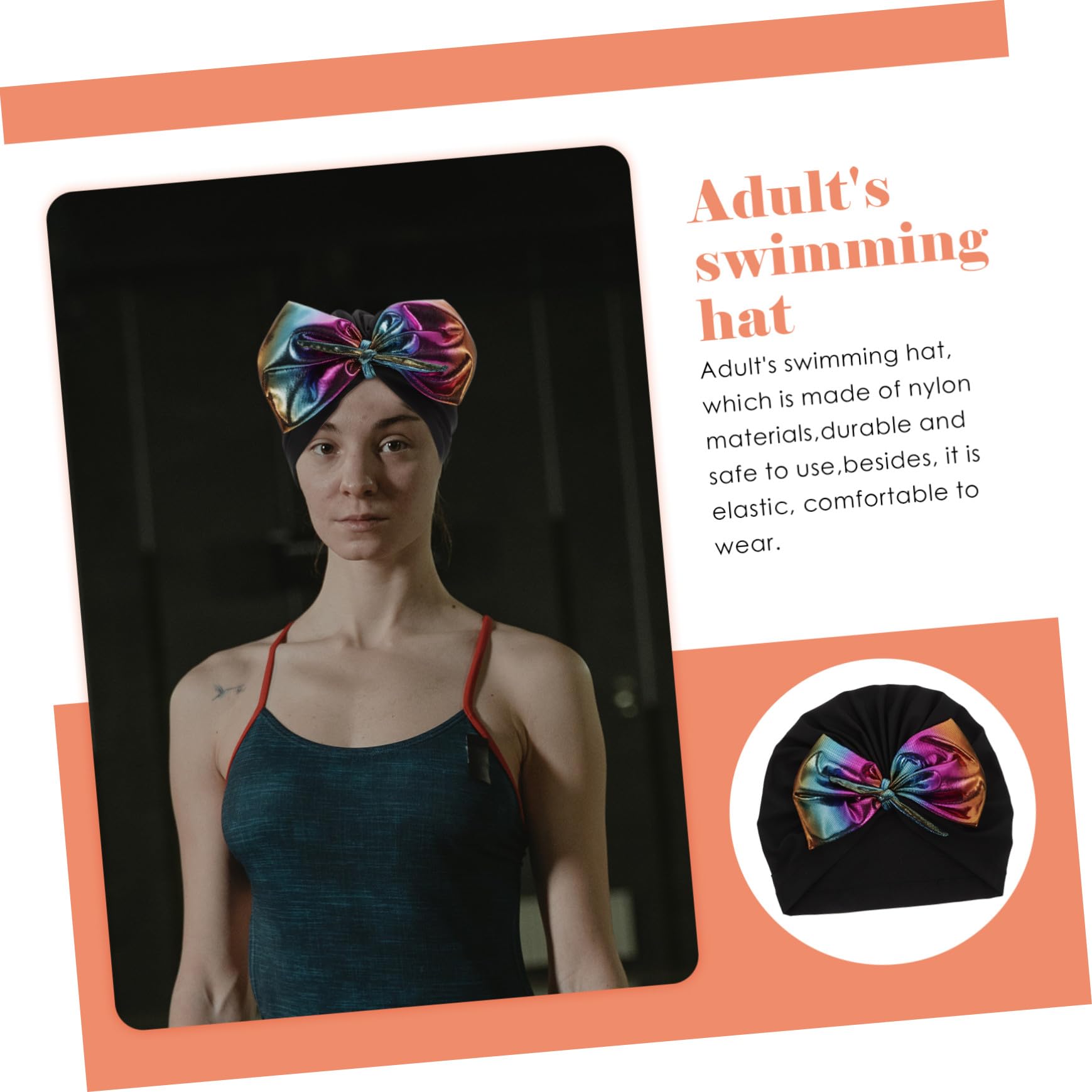 Kisangel 5St Schwimmhaube Badekappen für langes Haar Badehut für Damen Badekappe Kinder Schwimmende Haarabdeckung Badekappen für schwimmende Frauen gemütlich Krawatte Haarset Nylon Violett