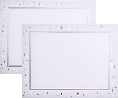 Gartner Studios Papel de Certificado con Estrellas Abstractas en Lámina, Papelería Personalizada, Estampado en Lámina, 8.5" x 11", 15 Hojas