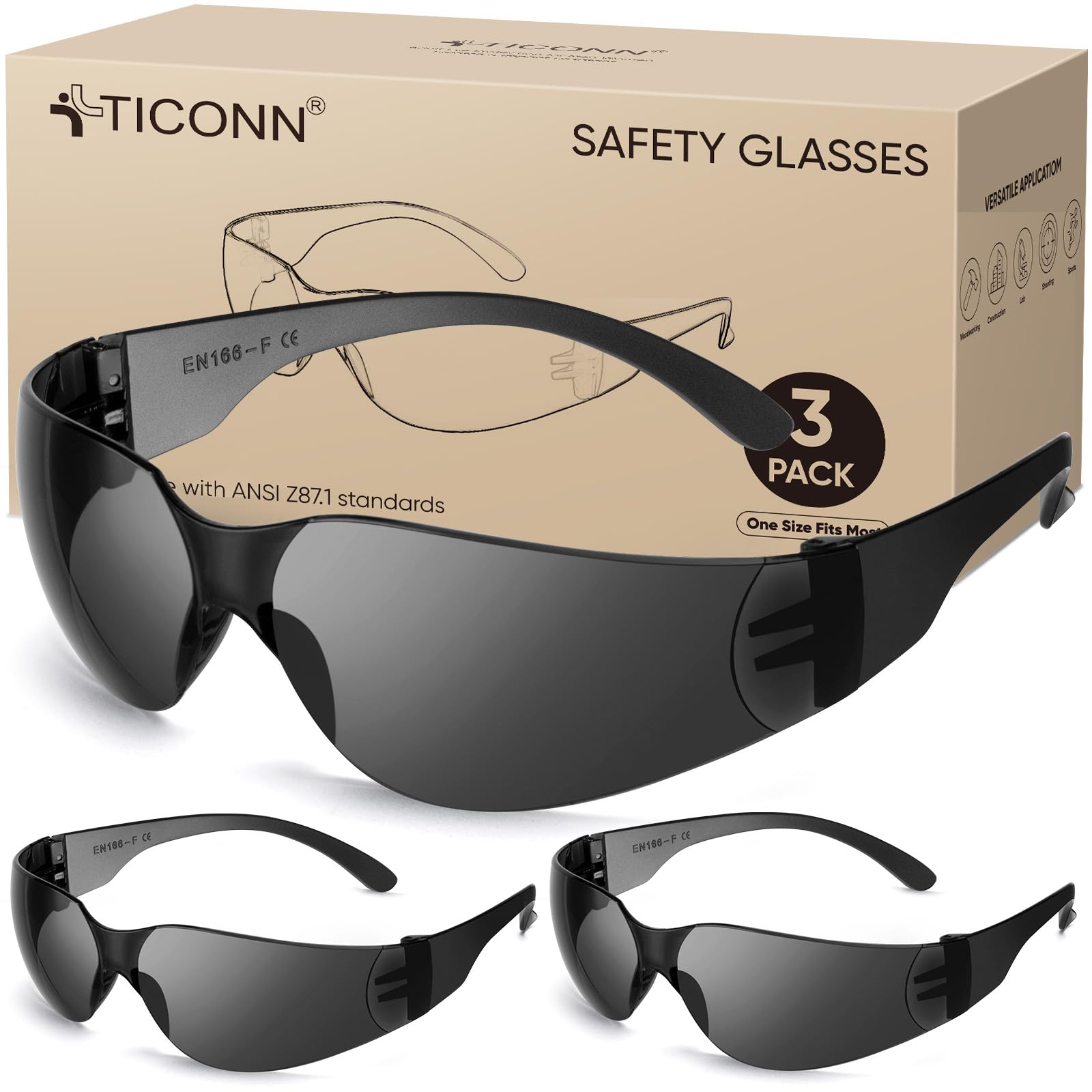 TICONN Clear Safety Glasses for Men & Women, ANSI Z87.1 Safety Goggles — Amazon image 12
