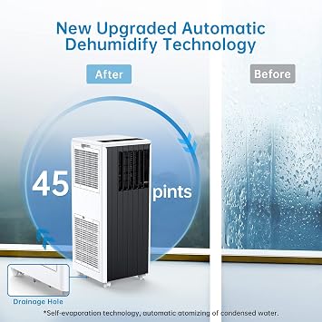 Portable Air Conditioners 8000 BTU, 3-IN-1 Portable Conditioner with Remote Control Room Air Conditioner, Compact AC Cooling Unit Cools Rooms up to 250 Sq. Ft, Window Kit Included