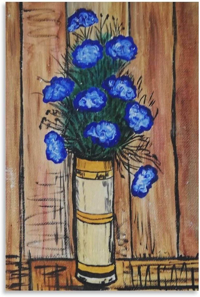 Rikin Liuff Bouquet Blue by Bernard Canvas Poster Wall Art Home Decor 40x60cm Framel