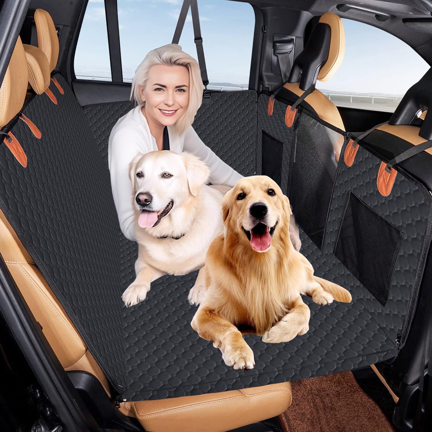 Reiseresa Dog Car Seat Cover with Hard Bottom, Dog Back Seat Extender ...