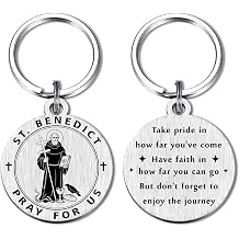 Emideary St Peregrine Patron Saint Of Cancer Medal Keychain for Women Men Him, Inspirational Support Charm for Sick Loved Ones Survivors Gifts