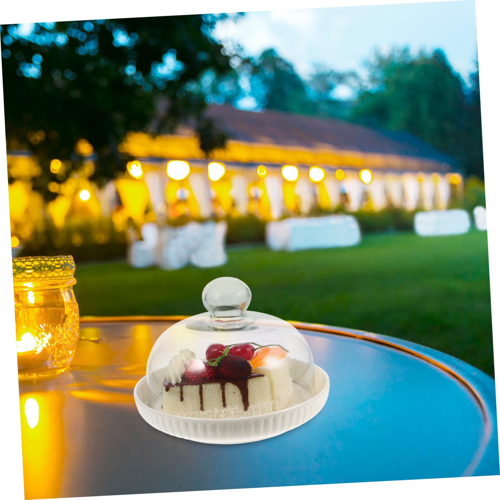 COLLBATH Dessertplatte und Ermöglicht Einfachen Transport Minimalistische aus Keramik und Glas mit Deckel Hält Desserts Frisch für Partys und Hochzeiten