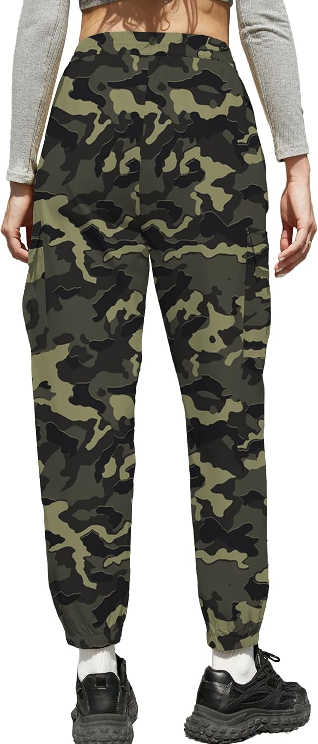 Cromoncent Girls & Womens Camo Print Cargo Pants Outdoor Lightweight Jogger Baggy Pants, 6 Years - XX-Large - Image 5